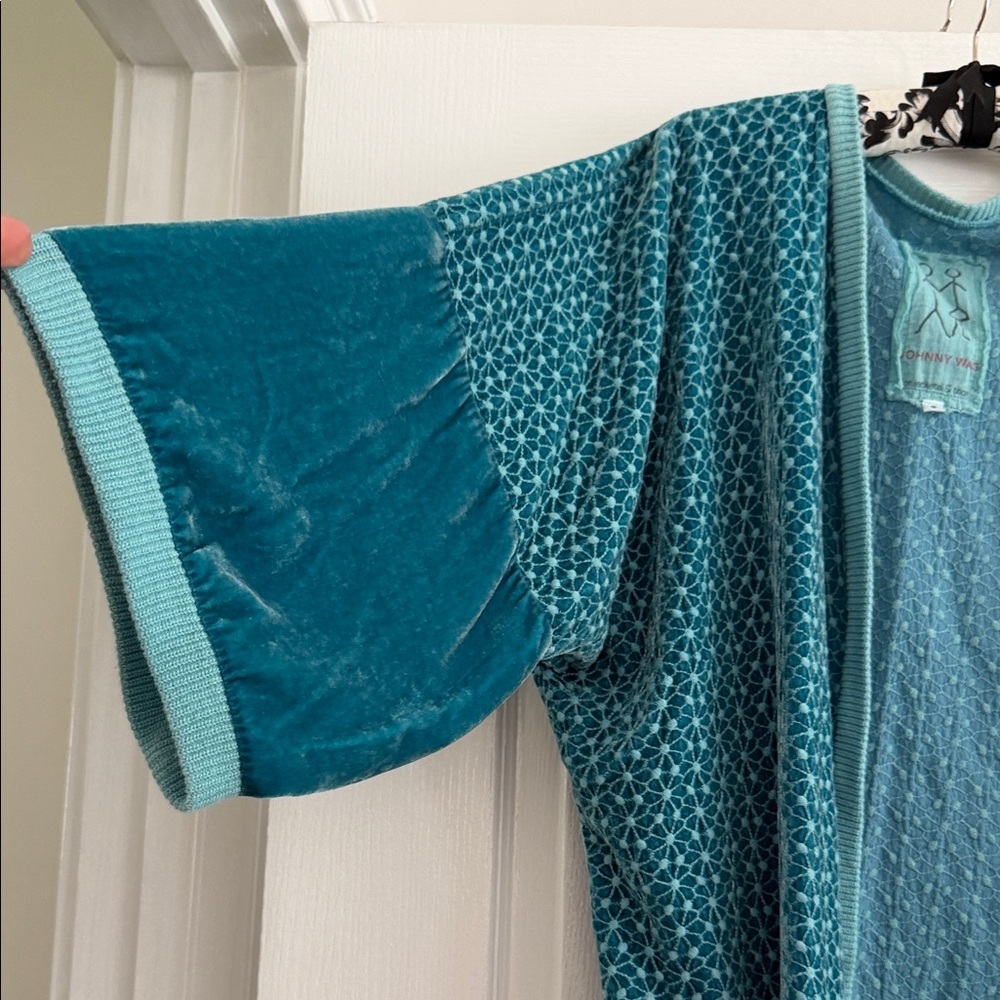 Johnny Was Light Teal Lace Kimono - Picture 3 of 5